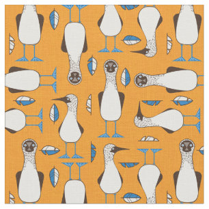 Curious Blue-footed bird Fabric