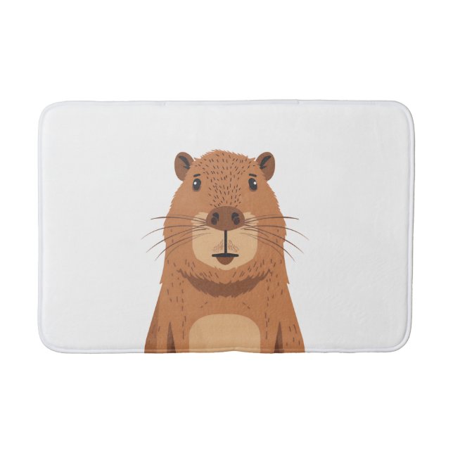 Curious Capybara Portrait Bath Mat (Front)