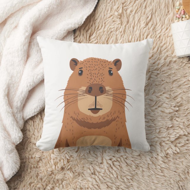 Curious Capybara Portrait Cushion (Blanket)