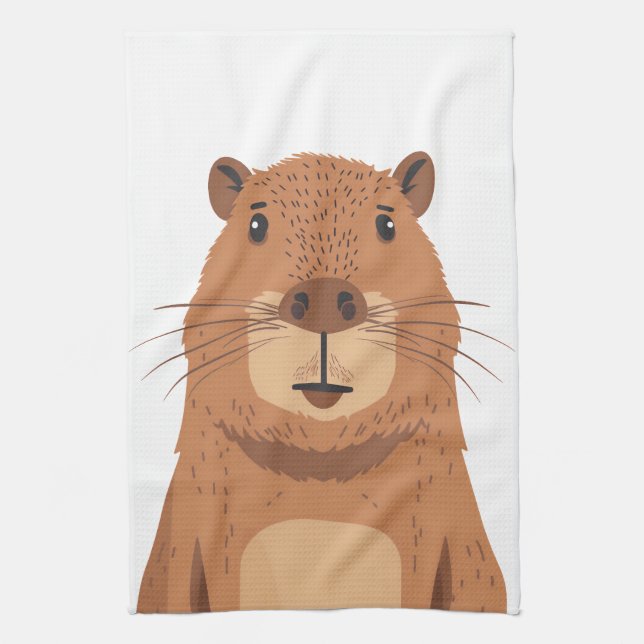 Curious Capybara Portrait Tea Towel (Vertical)