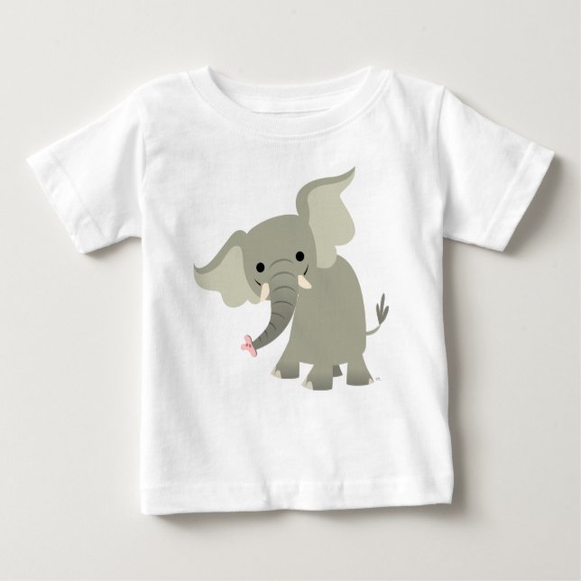 Curious Cartoon Elephant Baby T-Shirt (Front)