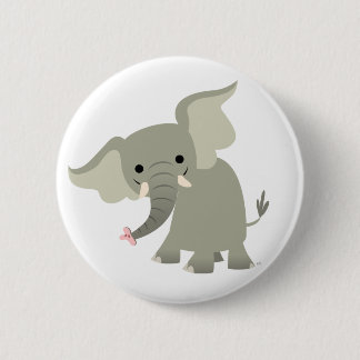 Curious Cartoon Elephant Button Badge