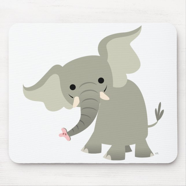 Curious Cartoon Elephant Mousepad (Front)