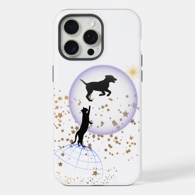Curious cat and running dog iPhone case (Back)