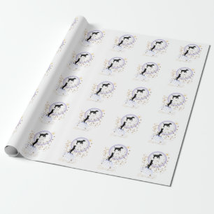 Curious cat and running dog wrapping paper