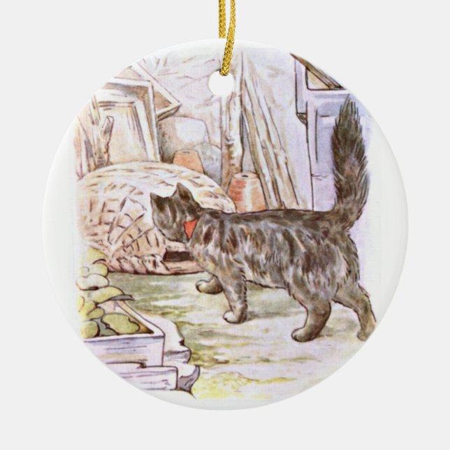Curious Cat Artwork Ceramic Tree Decoration (Front)