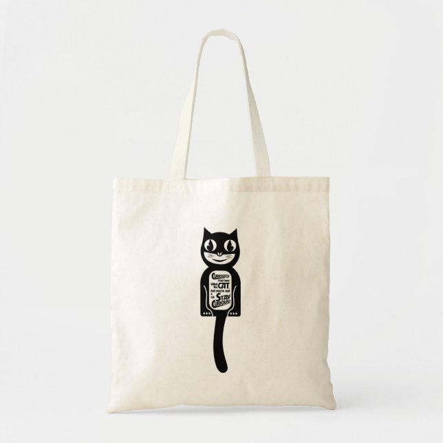 Curious Cat Black Tote Bag (Front)