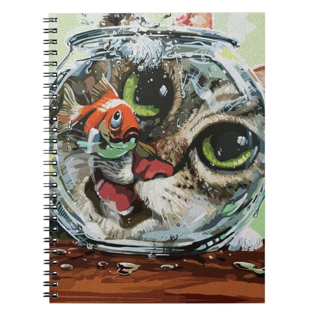 Curious Cat & Cautious Goldfish Notebook (Front)