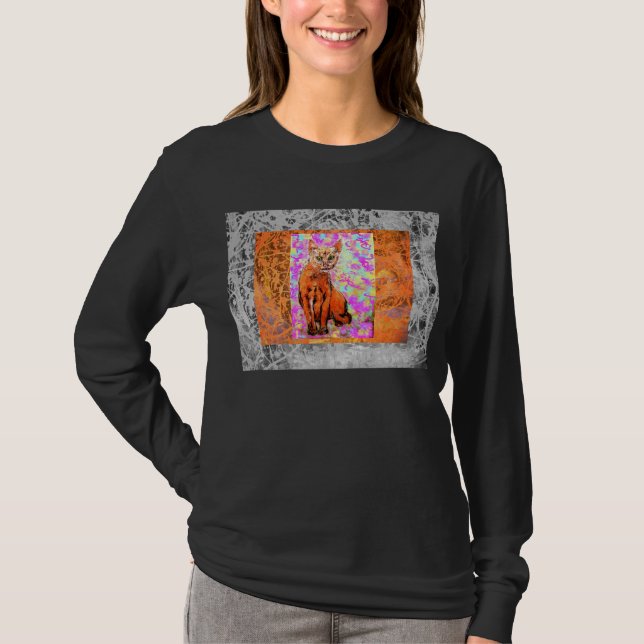 curious cat drip painting T-Shirt (Front)