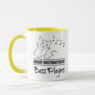 Curious Cat Easily Distracted by Bass Players Mug