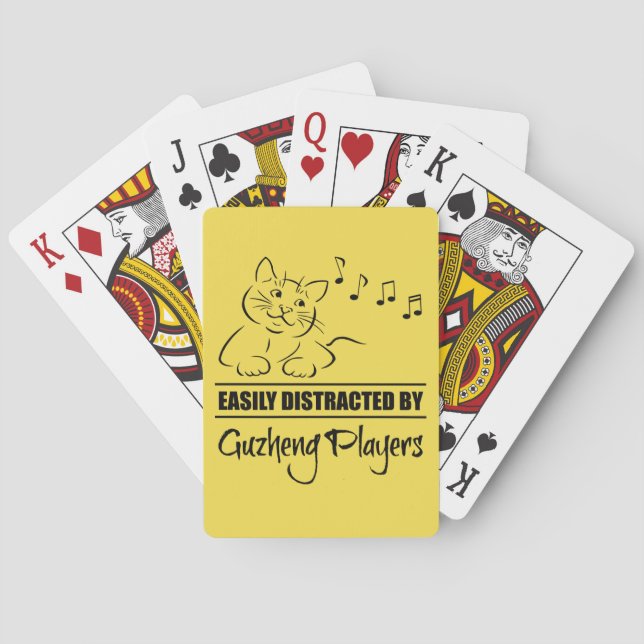 Curious Cat Easily Distracted by Guzheng Players Playing Cards (Back)