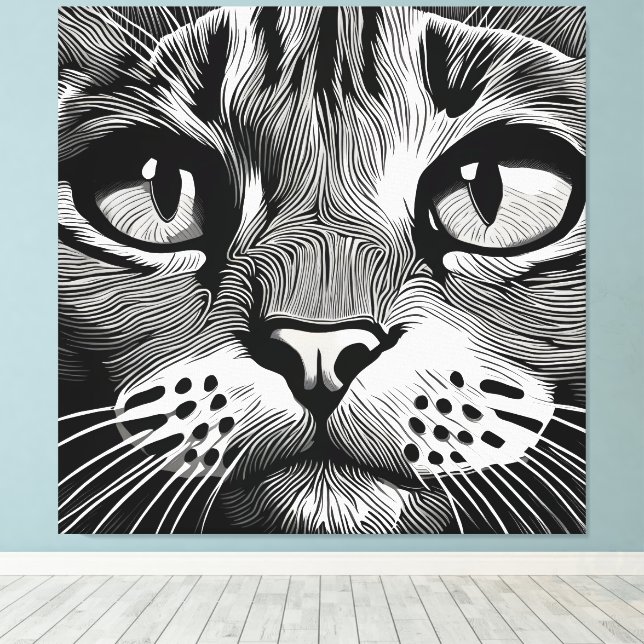 Curious Cat face Canvas Print (Insitu(Wood Floor))