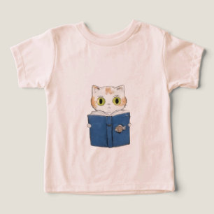 Curious Cat Reading Kids T-Shirt