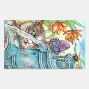 Curious Cat Rectangular Sticker