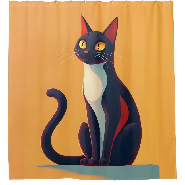 Curious Cat Shower Curtain (Front)