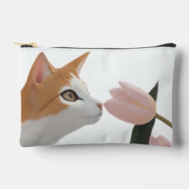 Curious Cat Spring Floral Accessory Pouch (Front)