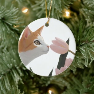 Curious Cat Spring Floral Ceramic Tree Decoration