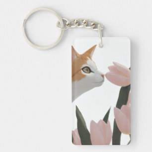 Curious Cat Spring Floral Key Ring