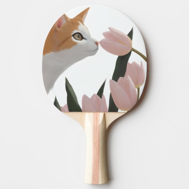 Curious Cat Spring Floral Ping Pong Paddle (Front)