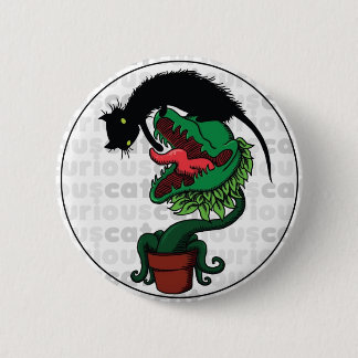 Curious Cat with Carnivorous Plant 6 Cm Round Badge