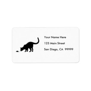 Curious Cat with Mouse Label