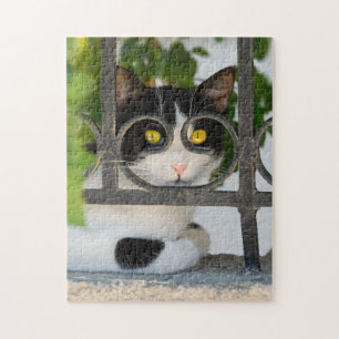 Curious Cat with Spectacles Frame Funny Jigsaw Jigsaw Puzzle