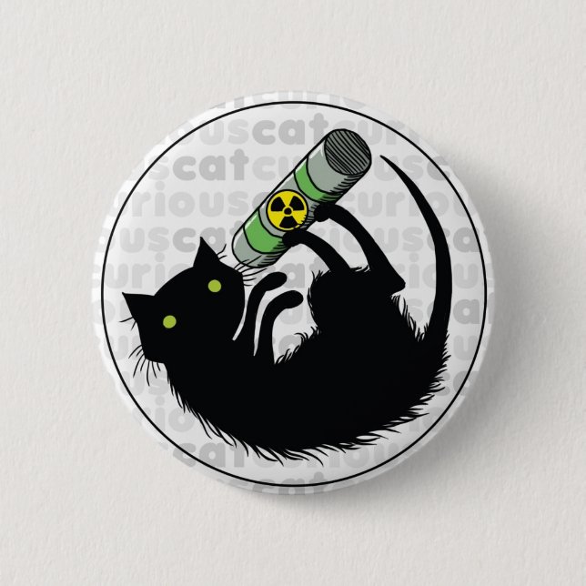 Curious Cat with Uranium 6 Cm Round Badge (Front)