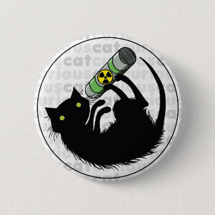 Curious Cat with Uranium 6 Cm Round Badge