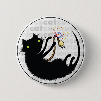 Curious Cat with Wire 6 Cm Round Badge