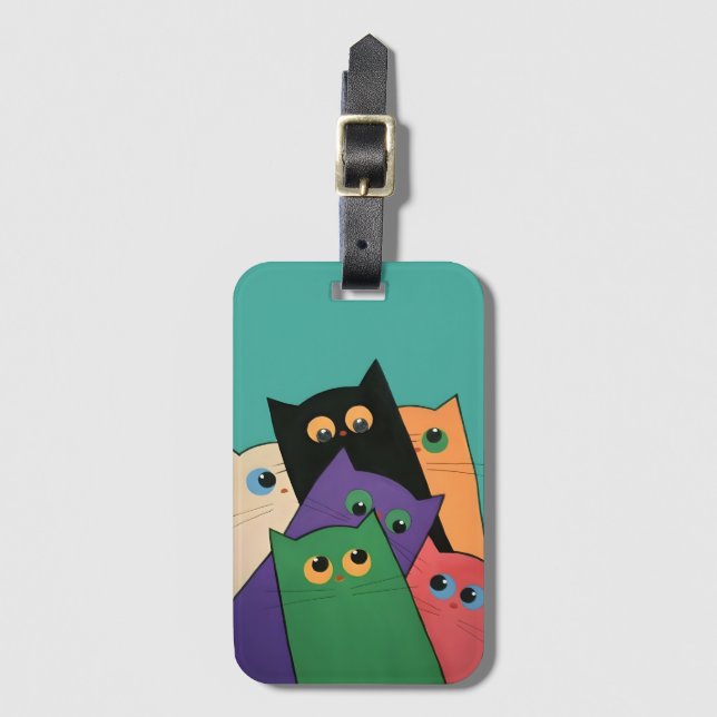 Curious Cats Luggage Tag (Front Vertical)