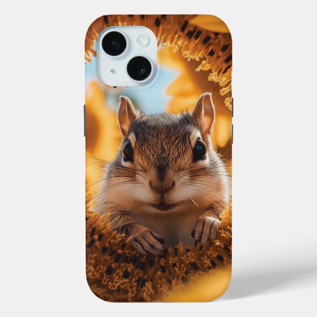 Curious Chipmunk Peeking Through Eaten Sunflower  Case-Mate iPhone Case (Back)