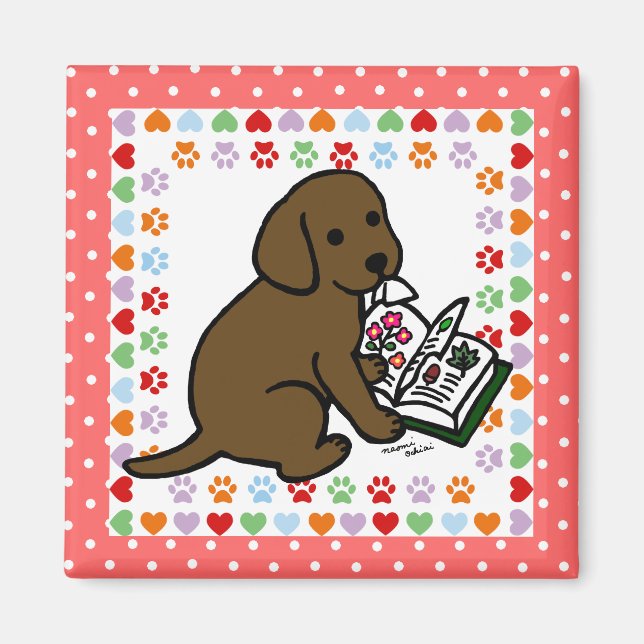 Curious Chocolate Labrador Puppy Magnet (Front)