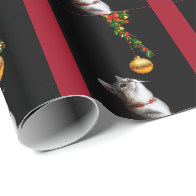 Curious Christmas kitty Wrapping Paper (Roll Corner)