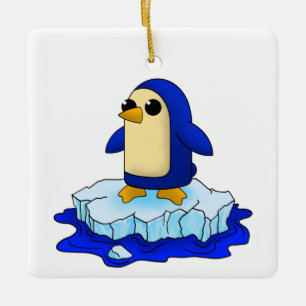 Curious Cute Baby Penguin Ceramic Ornament
