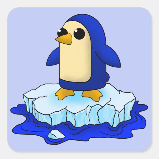 Curious Cute Baby Penguin Square Sticker (Front)