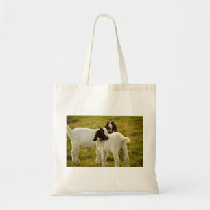 Curious Cute Boer Goats in Sunny Pasture Tote Bag