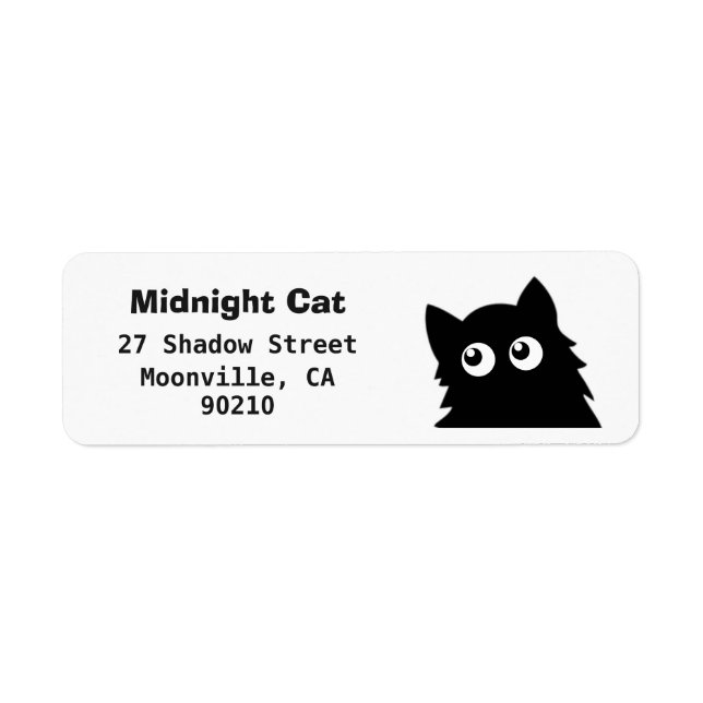 Curious Cute Cat Black Cat Return Address Labels (Front)