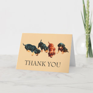 Curious Dachshund Puppies Vintage Wiener Dogs Thank You Card