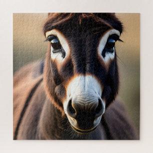 Curious Donkey Close Up Portrait Jigsaw Puzzle