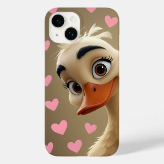 Curious Duck with Pink Hearts Phone Case - Adorabl