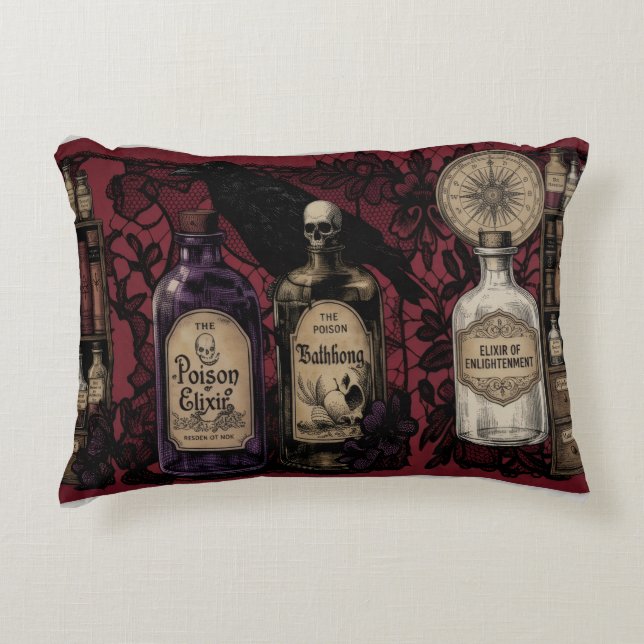 Curious Elixirs and Raven Large Long Throw Pillow (Front)