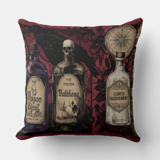 Curious Elixrs and Raven Large Throw Pillow