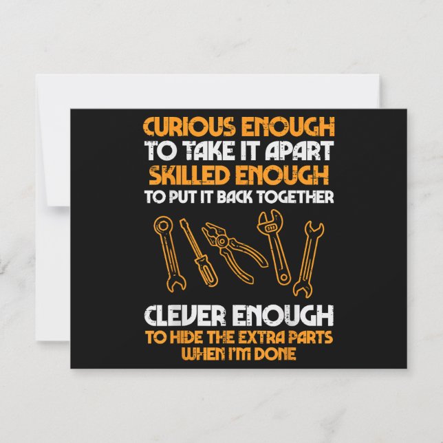 Curious Enough To Take It Apart Car Auto Garage Me Invitation (Front)
