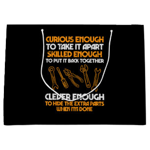 Curious Enough To Take It Apart Car Auto Garage Me Large Gift Bag