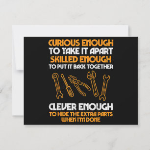 Curious Enough To Take It Apart Car Auto Garage Me Thank You Card