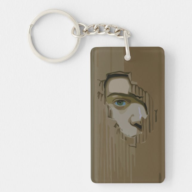 Curious Eye Through Cardboard Key Ring (Front)