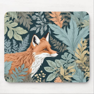 Curious Fox Fern Leaves William Morris Inspired Mouse Pad