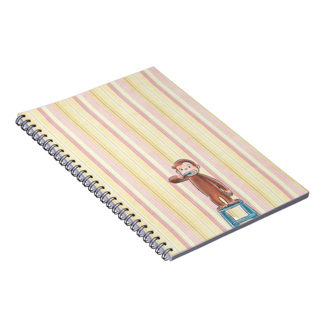 Curious George Pink and Yellow stripe notebook (Right Side)