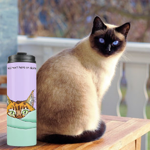 Curious Ginger Peekaboo Cat Funny Lavender Green Thermal Tumbler