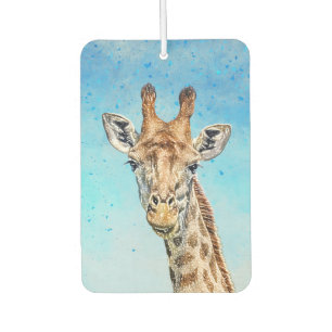 Curious Giraffe with Blue Confetti Sky Car Air Freshener